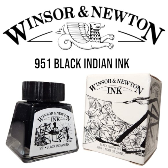 Winsor & Newton Drawing Indian Ink 14ml Bottle Black 951 Shimmer NEW Art Supplie - Picture 1 of 7